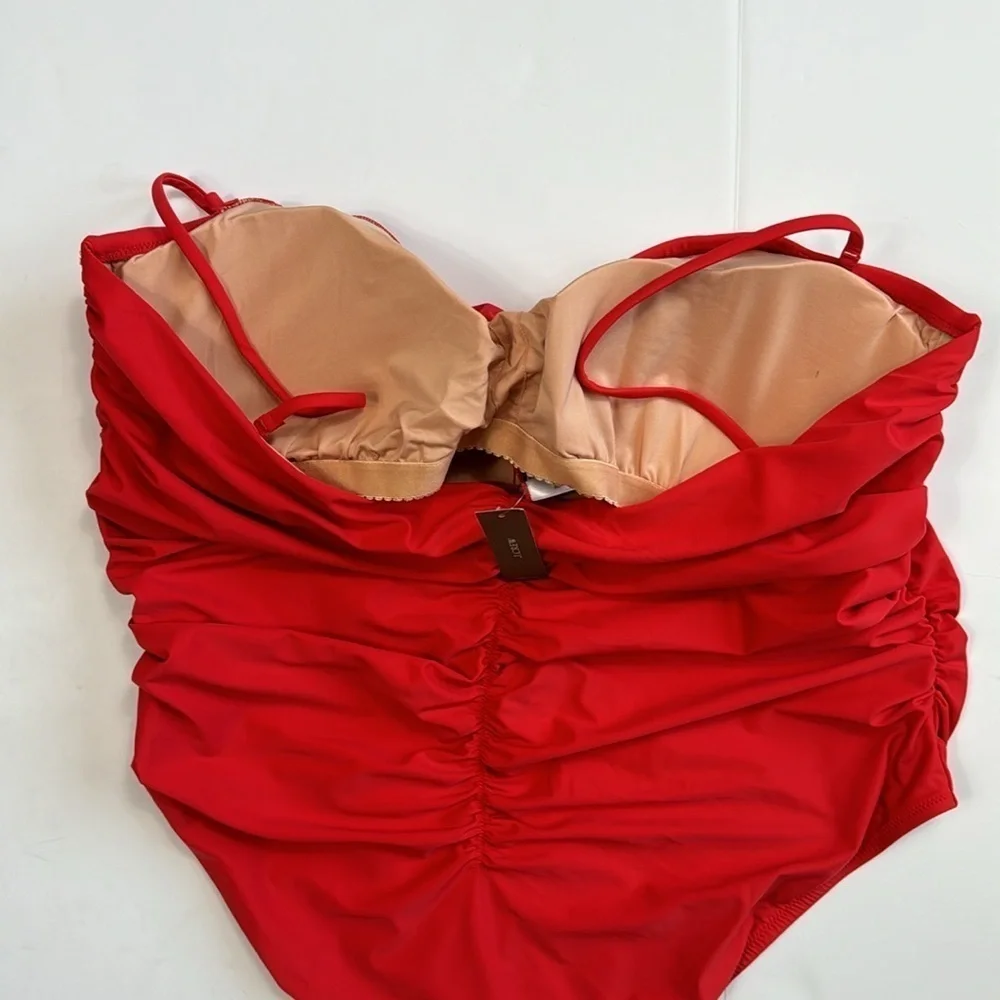 J. Crew Ruched Sweetheart One Piece Swimsuit Women's‎ Plus 24 Red New BF176
